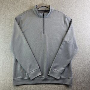 Hickey Freeman Sweater Mens Large Blue Striped 1/4 Zip Golf Performance Stretch